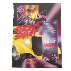 Holley Street Smart Yellow Hot Rod Fuel Injection Flame Engine Print Ad